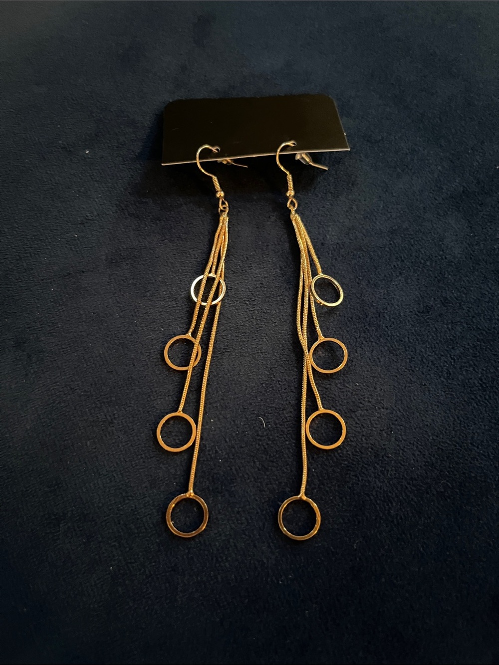 Gold Loop Drop Dangle Earrings - Elegant Long Chain Design